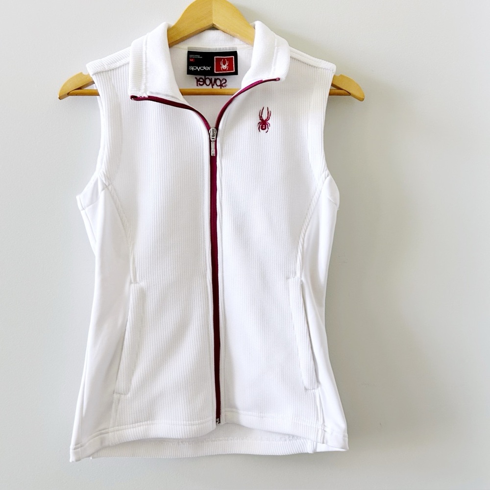 NEW Spyder Bandita Vest Women's Small White Fuchsia Pink Full Zip